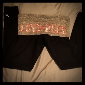 VS PINK bling Yoga Pants. Xs7/8 grey/pink/sparkle